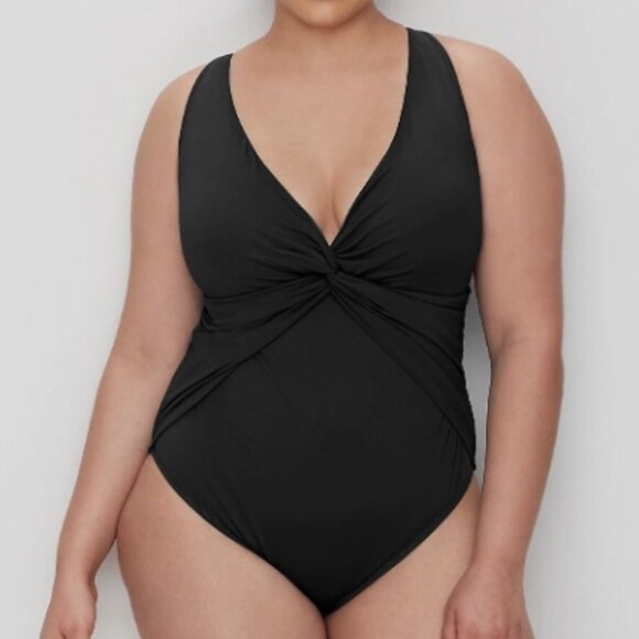 NWT! Bleu Rod Beattie Black Plunge Twist Tummy Control One Piece Swimsuit NEW! - Picture 3 of 4
